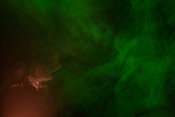 Green and pink steam on a black background.