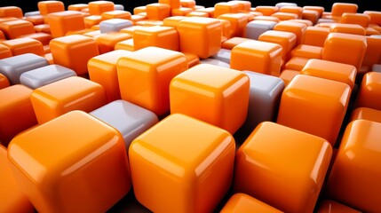 Obraz premium Futuristic tech is the theme of this 3D rendered wallpaper, which prominently features the colors orange and yellow