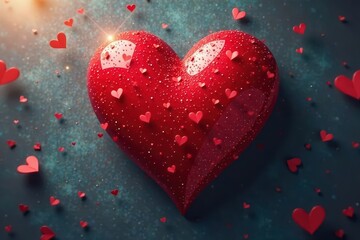 Obraz premium Interlocking crimson hearts forming a perfect shape, perfect unity, crimson harmony