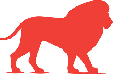 Wild animal vector silhouette illustration of a black lion and elephant