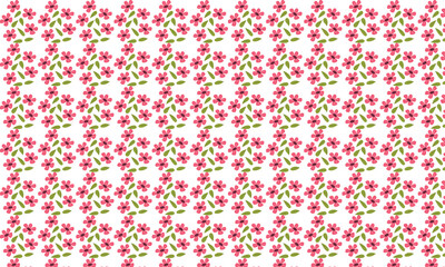 Seamless floral pattern with pink flowers and green leaves