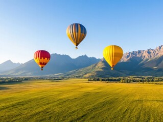 Fototapeta premium Immersive Experiential Travel Aerial Freedom Expedition - Vibrant Hot Air Balloon Festival Showcasing Sustainable Tourism and Adventure Lifestyle Narratives