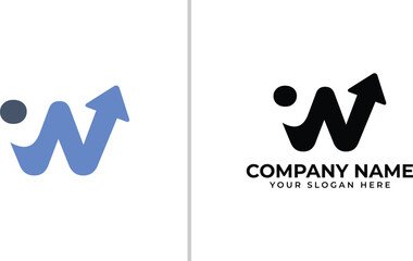 letter w arrow logo, w marketing logo design with vector
