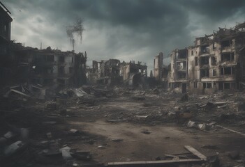 world natural destroyed apocalyptic disaster view post war after apocalypse sunset wasteland sun destruction earthquake broken destroy sky europa horror city landscape road wallpaper house town