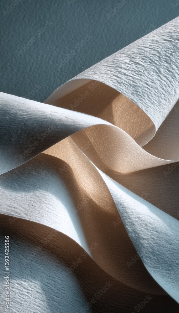 Poster digital minimalism sculptural paper art exploring post-analog texture, light interaction, and innova