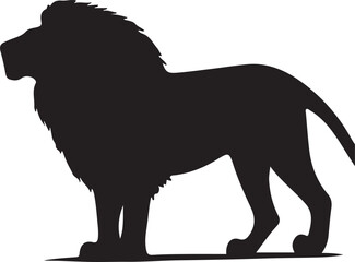 Wild animal vector silhouette illustration of a black lion and elephant