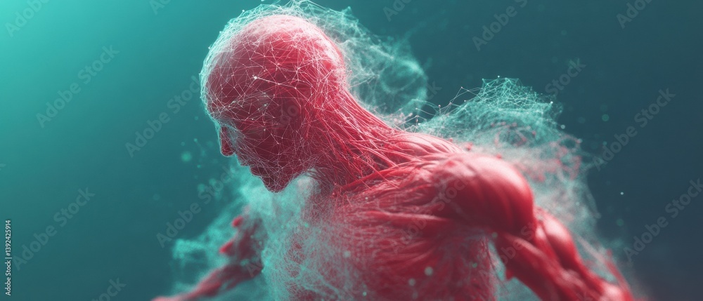 Aufkleber neuro-anatomical visualization ai-enhanced digital human biomechanics - cutting-edge sports science 