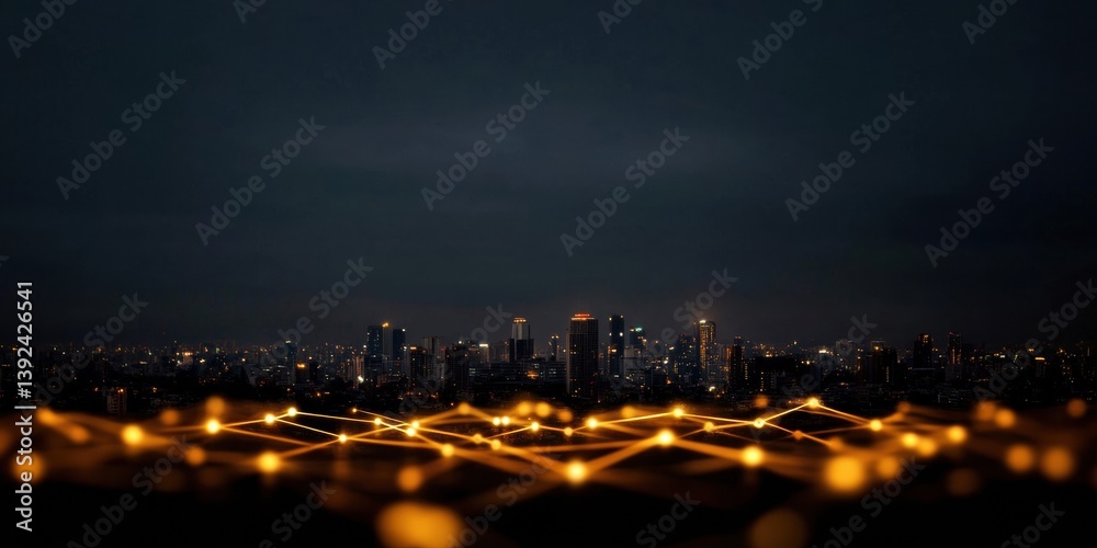 Leinwandbilder Illuminated Urban Network Futuristic City Connectivity Visualization with Dynamic Data Flow Mapping - Next-Gen Smart Infrastructure Innovation