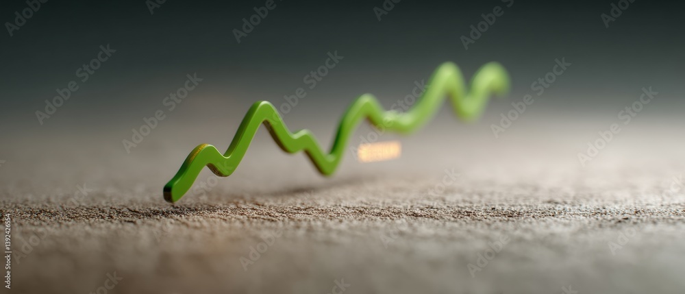 Poster minimalist growth analytics serpentine green data visualization representing market trends, economic