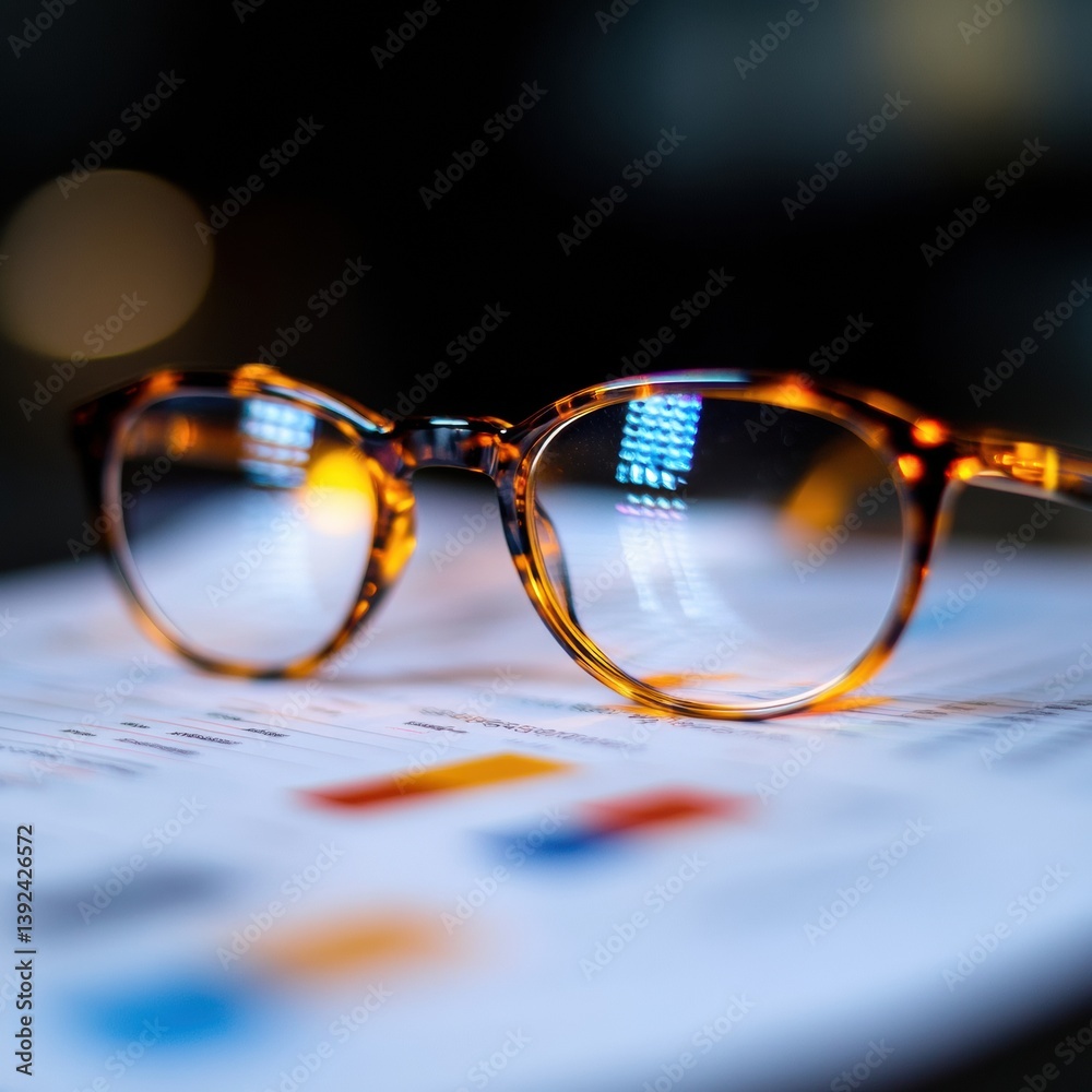 Poster Minimalist Financial Insight Tortoiseshell Eyewear on Dynamic Data Visualization - Modern Analytics and Professional Performance Optimization