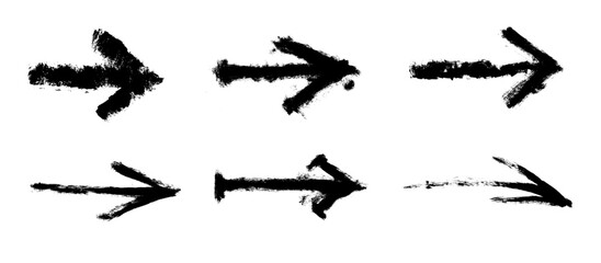 Arrow Set Grunge Stroke Drawing Vector Set
