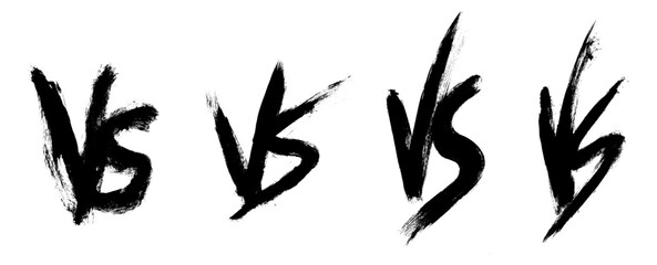 VS Versus Grunge Brush Stroke Drawing Vector Set