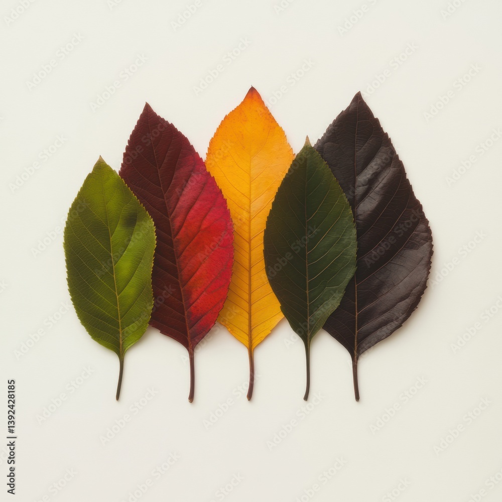 Aufkleber chromatic transition minimalist autumn leaf gradient showcasing natures design evolution for eco-con