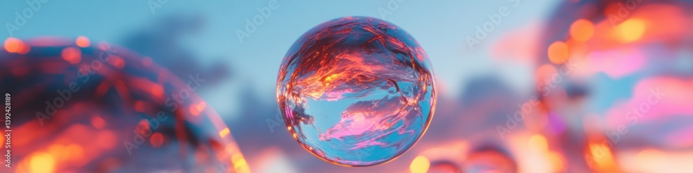 Poster fluid dynamics meets digital art holographic spherical world in vibrant chromatic fusion - immersive