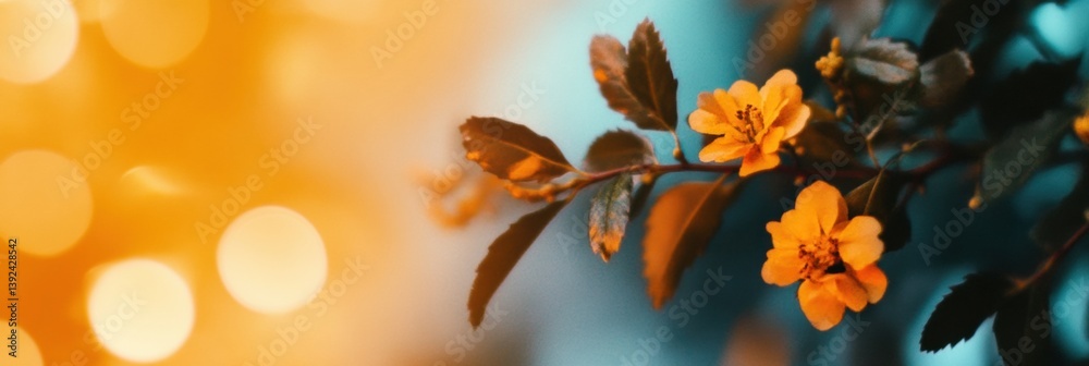 Aufkleber vibrant botanical macro golden bloom illumination with soft bokeh - contemporary nature art for well