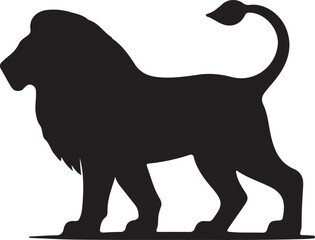 Wild animal vector silhouette illustration of a black lion and elephant