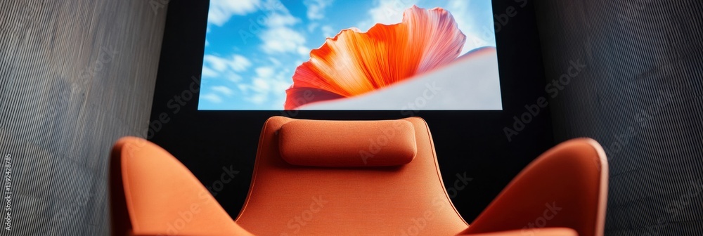 Aufkleber immersive digital sanctuary ultra-modern ergonomic chair with vibrant art display - transformative w