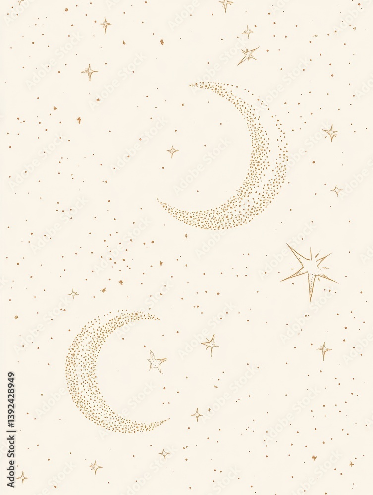 Leinwandbilder soft creamy background with dotted stars and moons, ideal for adding your own text or messages