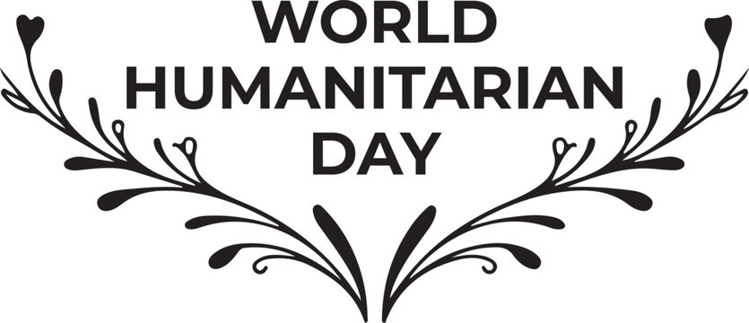 World humanitarian day | Black typography calligraphic letterings typescript text | Hearts and Hands Symbols | vector art flat design illustrations | humanitarian August 19 Background