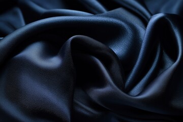 Obraz premium Elegant Dark Blue Silk Fabric with Soft Folds and Luxurious Texture in Dramatic Lighting