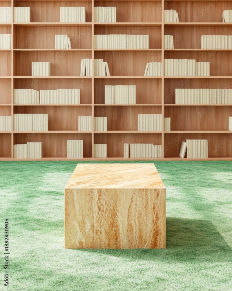 Poster Minimalist Learning Sanctuary Biophilic Educational Design with Maple Podium - Next-Gen Knowledge Presentation and Sustainable Workspace Innovation