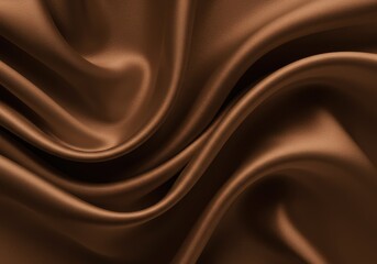 Fototapeta premium A close up view of a luxurious chocolate colored fabric with soft folds and gentle curves design element