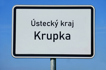 Ortsschild Ústecký kraj Krupka