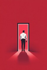 Obraz premium Bouncer standing at lively venue entrance showcasing authority and professionalism in minimalistic style