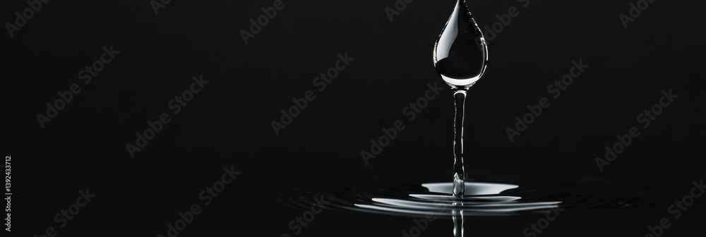 Poster minimalist water dynamics high-contrast liquid droplet visualization in monochrome - advanced scient