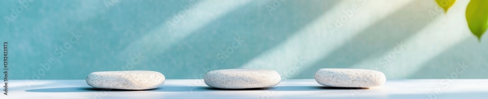 Aufkleber minimalist zen path strategic growth visualization with soft stone progression symbolizing business 