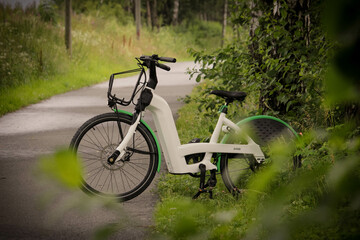white electric bicycle in the park