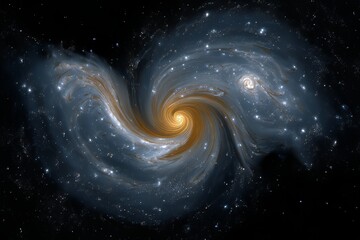 An abstract space background with a golden spiral is used to illustrate the concepts of astrology and astronomy, based on the golden ratio, in a stock image