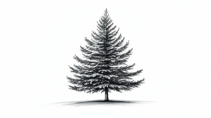 Obraz premium pine tree drawing illustration