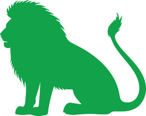 Wild animal vector silhouette illustration of a black lion and elephant