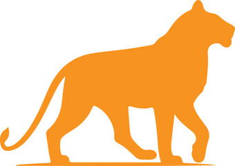 Wild animal vector silhouette illustration of a black lion and elephant