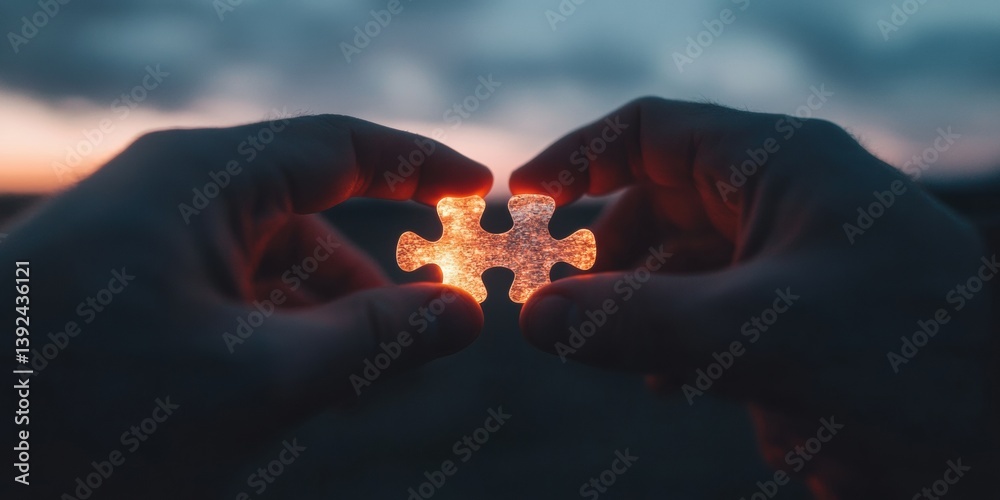 Leinwandbilder Illuminated Problem-Solving Collaborative Leadership Unfolding Through Glowing Puzzle Connection - Innovative Team Synergy in Transformative Workplace Dynamics