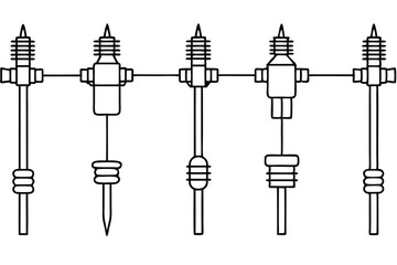 Powerline Tap Line Art Showing Advanced Power Connection Syst