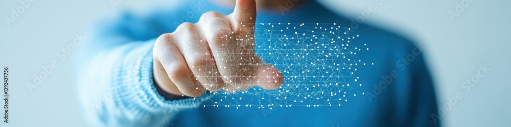 Poster Futuristic Digital Interaction Innovative Tech Visualization of Professional Strategic Planning with Immersive Data Visualization and Dynamic Touch Interface Technology