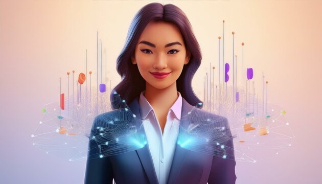 businessman with binary code