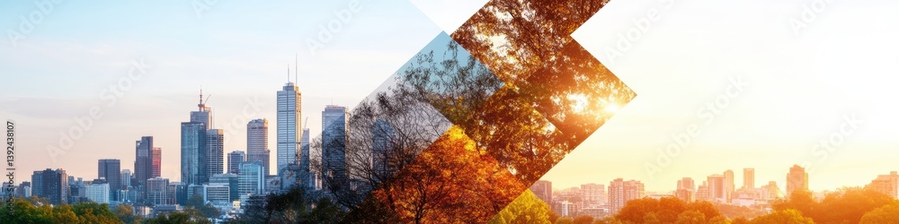Poster futuristic urban ecosystems augmented reality smart city visualization merging technological infrast
