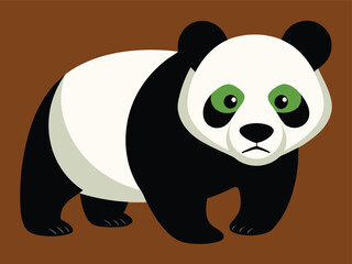 Cute baby panda bear with bamboo illustration