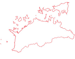 香川県　地図　白　イラスト