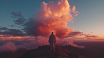 Transcendent Mindfulness Dramatic Sunset Silhouette Reveals Spiritual Awakening and Wellness Journey for Transformative Personal Growth in 8K Cinematic