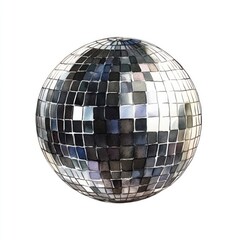 Black Disco ball illustration watercolor sphere.
