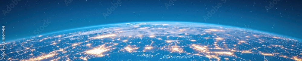 Aufkleber Hyperconnected Global Network Advanced Geospatial Visualization of Earths Illuminated Digital Infrastructure for Sustainable Economic Intelligence