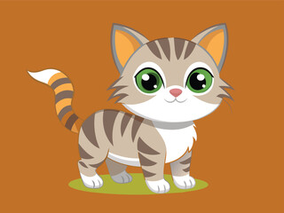 Cute black kitten cartoon vector illustration