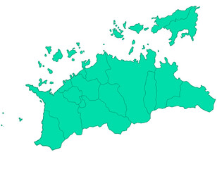香川県　地図　グリーン　イラスト