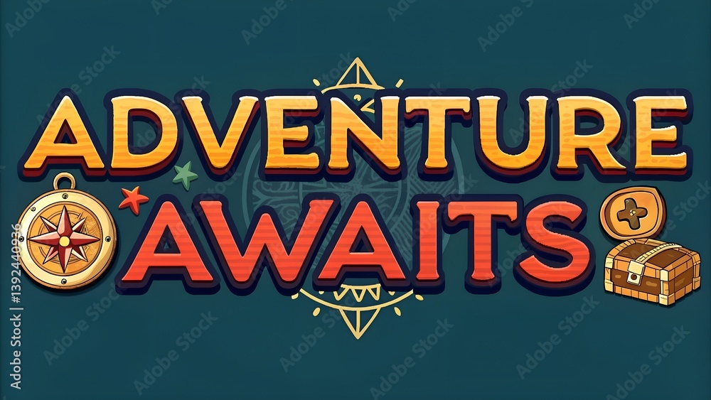 Fototapete greatest adventure text effect. alphabet 3d design and colorful editable text effect set. text can b