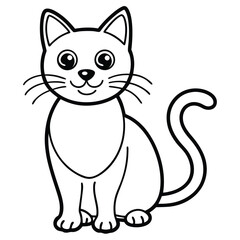 Cat Line Art Vector Illustration

