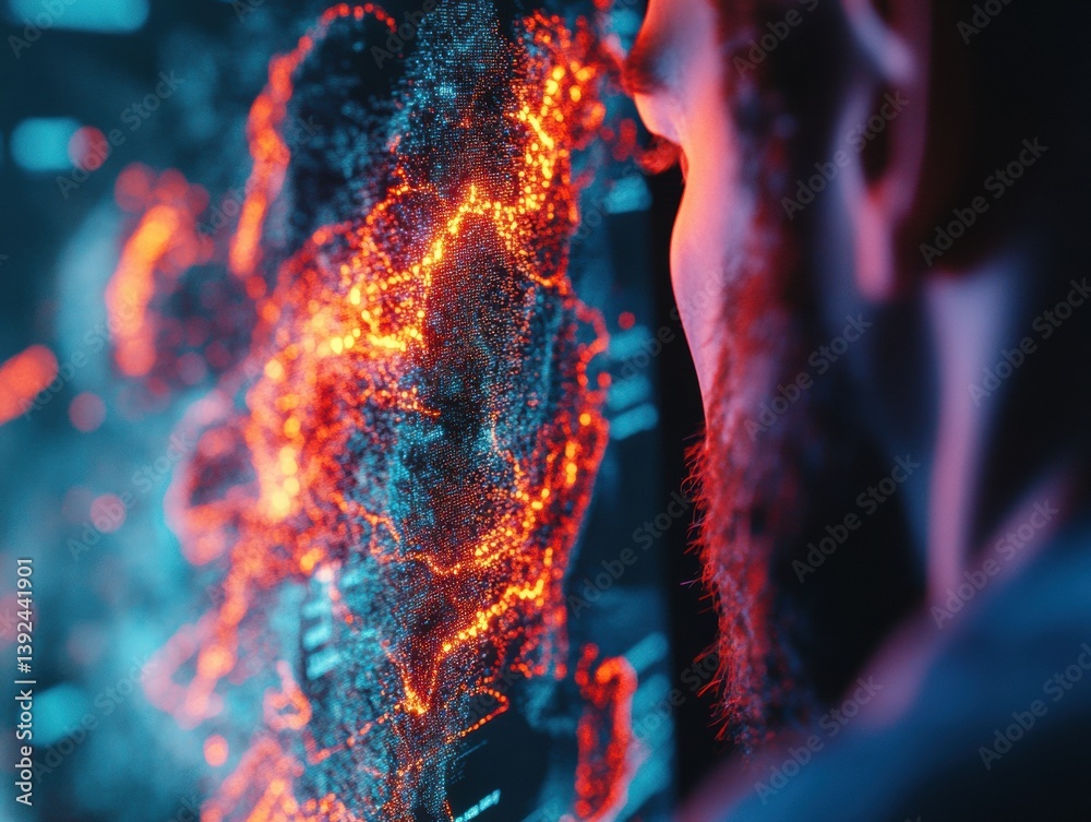 Aufkleber Viral Dynamics Visualization Immersive Micro-Epidemiology Data Design with Luminescent Particle Mapping - Next-Gen Public Health Insights and Predictive Analytics